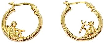 Fashion Angel Devil Asymmetric Hoop Earrings for Women Girls Whimsical Huggie Dangle Drop Earring Unique Jewelry Gifts Birthday