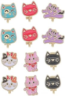 6-Pair Set of Dinosaur and Cat Clip-On Earrings with Agate Gem Accents for Women and Girls, Designed for Non-Piercing Wear