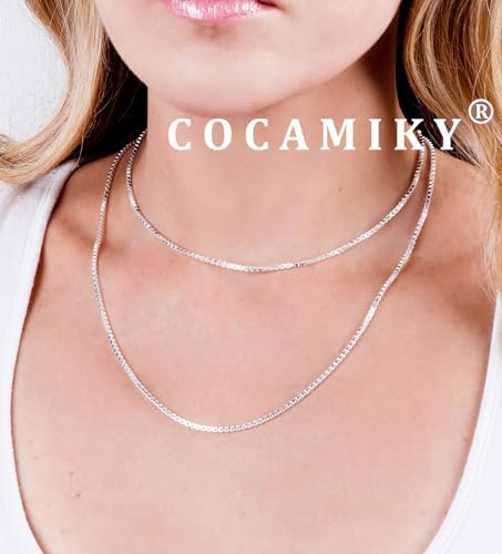 925 Sterling Silver Chain Necklaces for Women Trendy,Dainty Box Layered Chain Necklaces Set