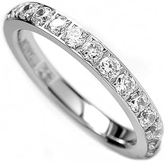 3MM Ladies Titanium Eternity Engagement Band, Wedding Ring with Pave Set Cubic Zirconia Size 4 to 9