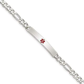 Lobster Claw Clasp, Sterling Silver Figaro Chain Medical ID Bracelet for Women, Engravable Nautical Mariner Design