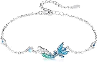 AOVEAO Mermaid/Sea Turtle Bracelet Anklet 925 Sterling Silver Nautical Hawaiian Beach Bracelet, Bohemia Beach Anklet Bracelet Jewelry Birthday Graduation Gifts for Women Girls