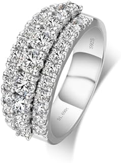 Women's Moissanite Wedding Ring Set with Round Cut Lab-Crafted Diamond, S925 Sterling Silver Plated with 18K White Gold