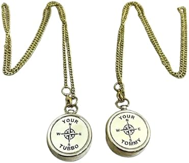 THOR INSTRUMENTS Your Tubbo Brass Compass Necklace Pair - Love Pendent Compass - Your Tubbo Compass Locket