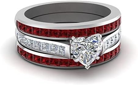 Choose Your Gemstone Colored Band With Channel Diamond CZ Ring sterling silver Heart Shape Wedding Ring Sets Everyday Jewelry Wedding Jewelry Handmade Gifts for Wife US Size 4 to 12