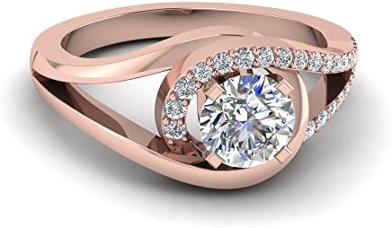 Choose Your Gemstone Swirl Split Diamond CZ Ring For Women rose gold plated Round Shape Split Shank Engagement Ring Minimal Modern Design Birthday Gift Wedding Gift US Size 4 to 12