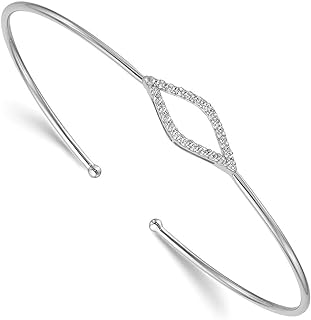19mm 14k White Gold Diamond Bangle Bracelet with Unique Clasp Design, Ideal Women's Elegance Jewelry Gift