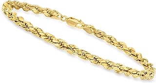 10-Inch Men's Anklet with Lobster Claw Clasp, 10kt Yellow Gold Rope Chain Design - Canaria Fine Jewelry