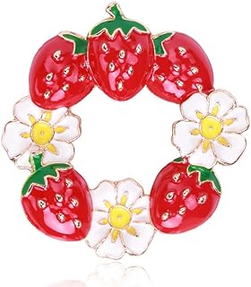 Charming Vintage Strawberry Brooch with Secure Pin Clasp and Sparkling Cubic Zirconia Gems, a Perfect Accessory for Women and Girls