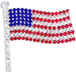 LAXPICOL American Flag Brooch Sparkly Austrian Crystal Booch Pin Hat Pin