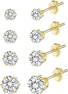 ALEXCRAFT Boucles d'oreilles créoles en or 14 carats pour femmes et adolescentes, avec oxyde de zirconium, hypoallergéniques et légères - Idéales pour toutes les tenues et occasions