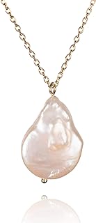 namana Baroque Pearl Pendant Necklace for Women, Gold Pendant Necklace with a Freshwater Baroque Pearl, Simple Baroque Pearl Necklace for Women, Dainty Gold Necklace for Women and Teenage Girls