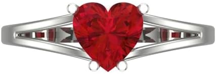 Clara Pucci 1.50 ct Heart Cut Solitaire split shank Simulated Ruby Engagement Wedding Bridal Promise Anniversary Ring 18K White Gold