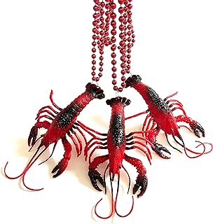 6 Pcs Crawfish Lobster Bead Necklaces Mardi Gras Bead Necklace Crawfish Festival Party Supplies