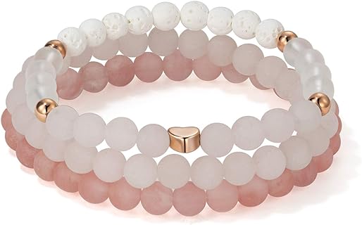 No-Clasp Lava Stone Anxiety Relief Bracelet on Cord Chain for Women, Yoga Beads Design