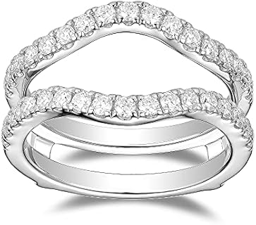 DovEggs Moissanite Wedding Band,Moissanite Enhancer Rings for Women,0.85ct GHI Color Moissanite Engagement Ring Curved Enhancer Wedding Rings 14K Gold QUALITY Sterling Silver