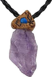 Healing Crystal Necklace for Women & Men - Pendant Chakra Healing Crystal Jewelry for Women, Boys, Girls, Spiritual Gifts w/Genuine Gemstone, Braided Faux Leather Chain, Handmade w/Love