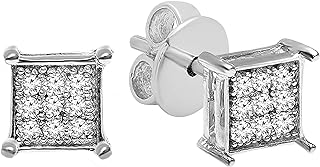 Dazzlingrock Collection 0.06 ctw Round White Diamond Square Shaped Unisex Stud Earrings in 18K Solid Gold