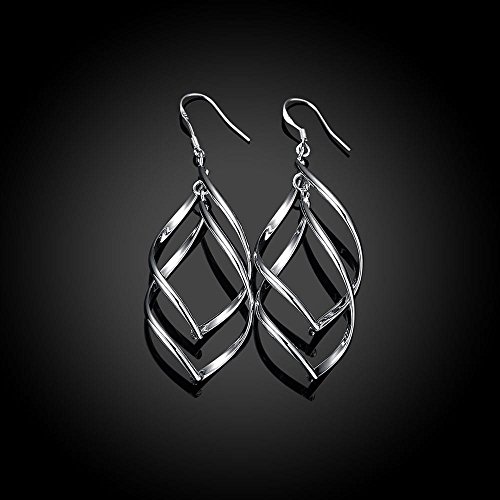 Sterling Silver Earrings dangle Hoops Elegant rotating Earring for Womens