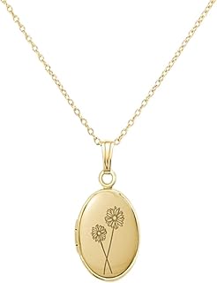 10k 14k Real Gold Photo Locket Necklace for Women, Personalized Oval Locket Pendant Necklace that Holds Picture, Sterling Silver Birthday Anniversary Christmas Gifts for Her Girlfriend Mom