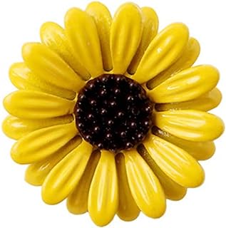 Sunflower Enamel Brooch Pin for Women Silver Yellow Flower Brooch Collar Hat Sweater Pin