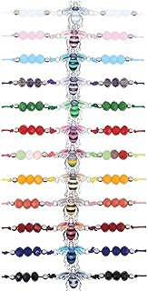 Lobster Claw Clasp Crystal Bee Beaded Bracelet on Bead Chain for Women and Girls, Colorful Enamel Design