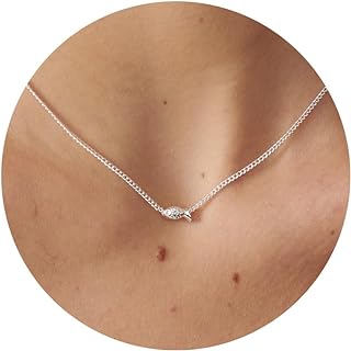 14K Gold Plated C-Link Chain Necklace with Bee, Butterfly, Hummingbird & Fish Pendants for Women and Girls