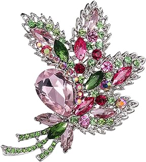 Rhinestone Flower Brooch Colourful Crystal Flower Brooch Big Large Bouquet Brooch Pin Wedding Ball Birthday Party Brooch Elegant Clothing Hat Bag Accessories Jewelly for Women Teen Girls