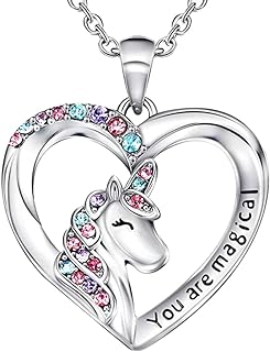 Unicorn Charm Bracelet with Cable Chain for Girls, Adorable Heart Design - Stainless Steel Youth Jewelry Ideal for Birthday and Christmas Gifts