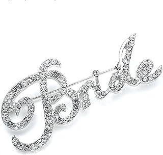 Pin Clasp Rhinestone Crystal Bridal Brooch for Brides – Bride Letter Design in Durable Zinc Alloy Material