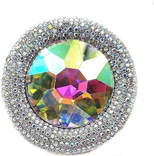 Round Crystal Brooch with Pin-Stem-Safety Clasp for Women, Luxurious Vintage Design