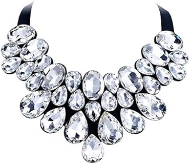Flyonce Rhinestone Statement Necklace Chunky Choker Crystal Costume Jewelry for Women Girls