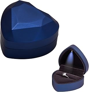 Jinlaili Bague de Fiançailles Originale en Velours avec Lumière LED, Taille Compacte, et Forme de Cœur pour Occasions Spéciales et Cadeaux Romantiques