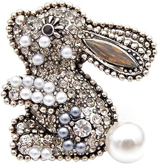 Pin-Closure Rhinestone Rabbit Brooch - No Gemstone - Sophisticated Animal Shaped Lapel Pin for Fashion Lovers - Adorable Accessory for All Outfits