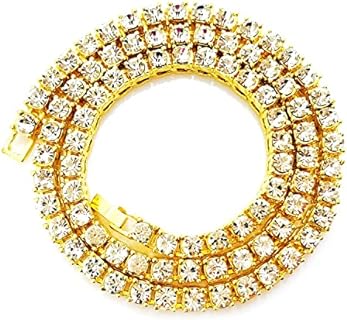 HH BLING EMPIRE Silver Gold Iced Out Diamond Tennis chain for Men, Rhinestone Diamond Tennis Necklaces for Women, Tennis and Cuban Link Chains 18-30 Inches