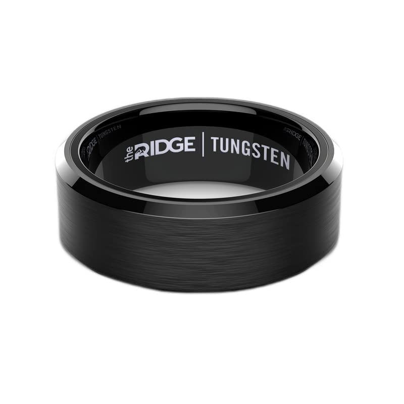 Tungsten Rings For Men - Mens Wedding Band - Strong, Durable, and Scratch-Resistant Beveled Ring With Silicone Band