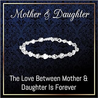 "Father-Daughter Rhodium-Plated Charm Bracelet with Lobster Claw Clasp and Cable Chain, Ideal Birthday Gift for Daughter"}