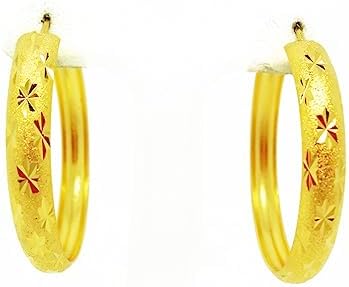 Hoops 2.5 CM 18k 22k 24k Thai Baht Yellow Gold Plated Filled Earrings Jewelry Women Gift For her