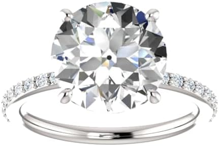 5 CT Old European Cut Moissanite Diamond Handmade Engagement Ring Sterling Silver Solitaire Bridal Wedding Rings for Women, Anniversary Ring Gifts, White