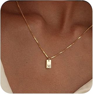 FUNEIA Goldene Buchstaben-Halskette für Damen mit hypoallergenem 14 Karat vergoldetem Messing, verstellbarer Länge und personalisiertem Anhänger, perfektes Geschenk für Frauen und Mädchen