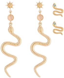 Gold Snake Earrings Gold Earrings with Snake Pendant and Gemstone Statement Dangle Drop Earring for Women