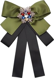 Christmas ribbon bow brooch for women men bowknot bow tie pretie snowflake diamond rhinestone brooch pin for New Year party