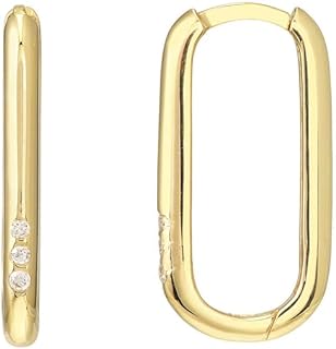 14k Yellow Gold .05tcw Diamond Paper Clip Hoop Earrings Jewelry for Women