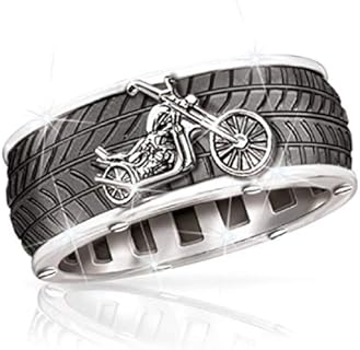 Motorcycle Ring for Men, Tire Tread Motorcycle Ring, Motorcycle Biker Ring for Men, Groove Ring, Hip Hop ring, Punk Rock Ring Jewelry