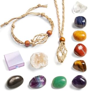 Healing Crystals Chakra Necklace Set, Positive Energy Healing Stones Necklaces Bracelet Set, Crystal Cage Necklaces Holder, Meditation Gifts for Women Boho Accessories