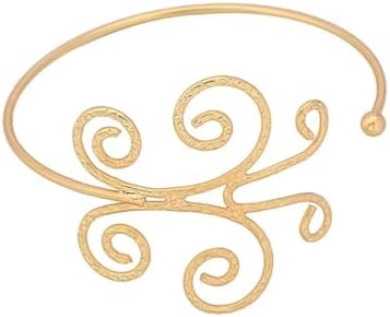 Gold Plated Upper Arm Bracelet Cuff Bangle Flower Sun Moon Butterfly Swirl Upper Arm Armlet Simple Bracelets Adjustable Armband Jewelry for Women Girls
