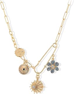 Charm Necklace for Women Dainty Gold Charm Necklace for Women Chunky Necklaces Charm Trendy Paperclip Chain Necklace Evil Eye Pendant Necklace Safety Pin Necklace Pearl Shell Starfish Beach Necklace Summer Outfits Stuff