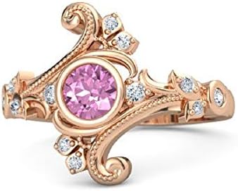 1.70Ctw Round Cut Pink Sapphire & CZ Diamond Vintage-Inspired Flamenco Engagement Wedding Bridal Ring 925 Sterling Sliver