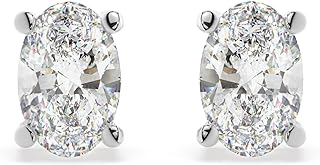 14K Solid Gold Lab Grown Moissanite Diamond Oval Shape Solitaire Stud Earrings | 6X4mm | 1.0 CTW | Screw Back or Push Back Posts | Made in USA | By Adora Fine Jewelry