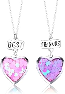 Heart Locket Necklace that Holds Photo Picture Inside Friendship Necklace Best Friend Necklace Gifts for Women Girls BFF Necklace for 2